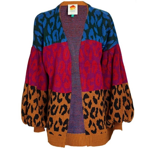 FARM RIO Leopard Striped Open Front Cardigan - Picture 2 of 10